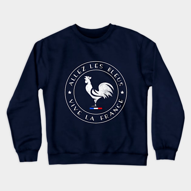 Allez les Bleus Vive La France Gallic Rooster Two Stars Crewneck Sweatshirt by French Salsa